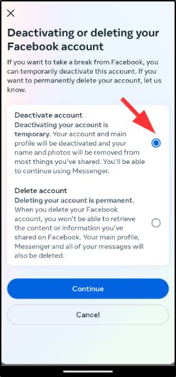 deactivate facebook account temporary