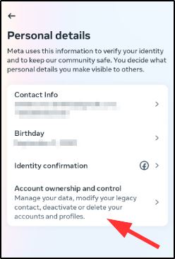 select account ownership and control